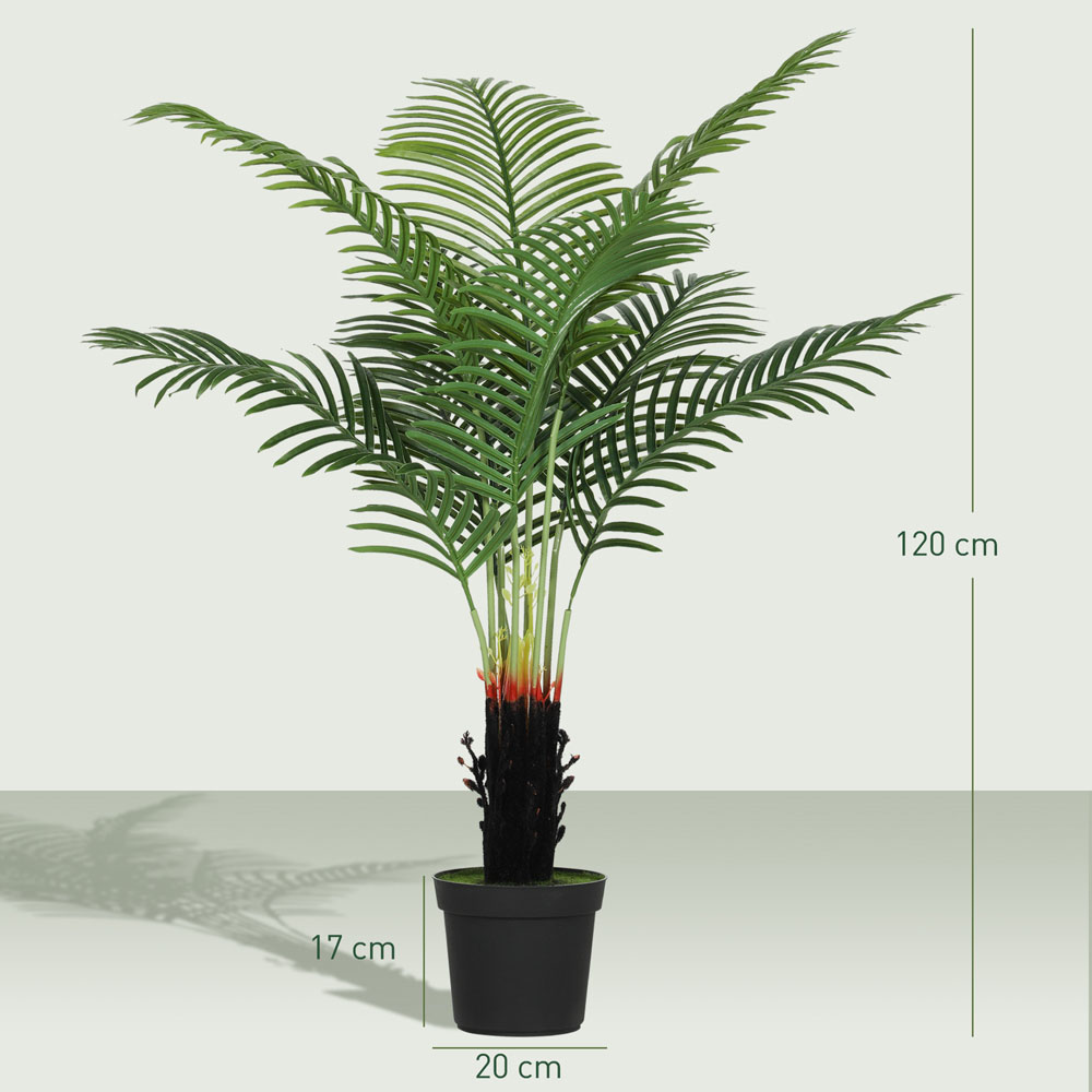 HOMCOM Areca Palm Tree Artificial Plant Pot with Flocked Soil 120cm Image 9