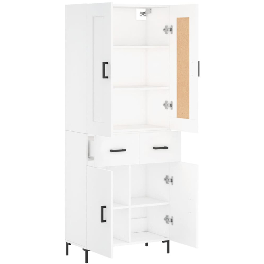 vidaXL 4 Door 2 Drawer White Highboard Image 2