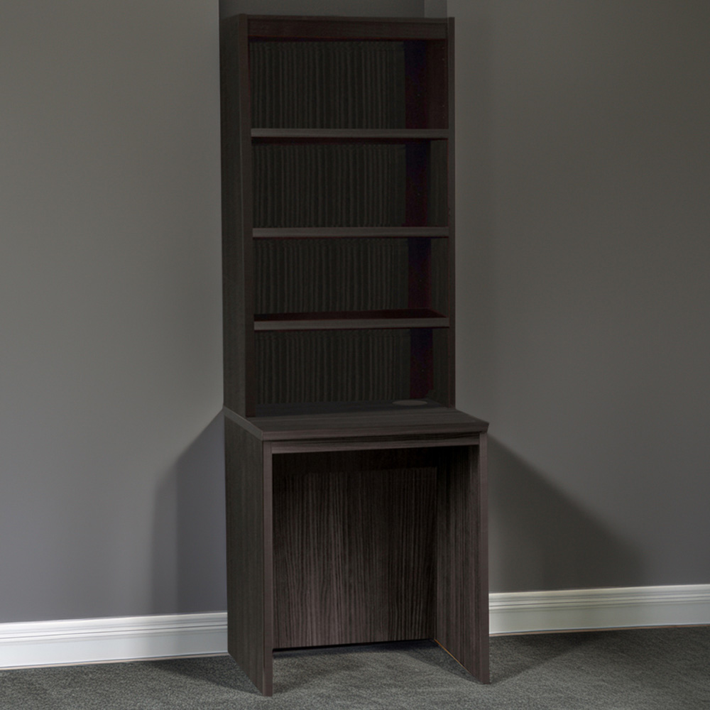 R White Cabinets 4 Shelf Small Laptop Desk with Hutch Black Image 1