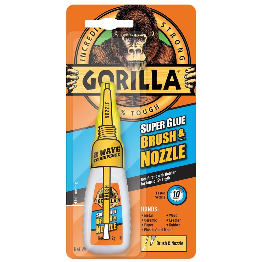 Gorilla Glue Gorilla Brush and Nozzle Super Glue 12g  - wilko