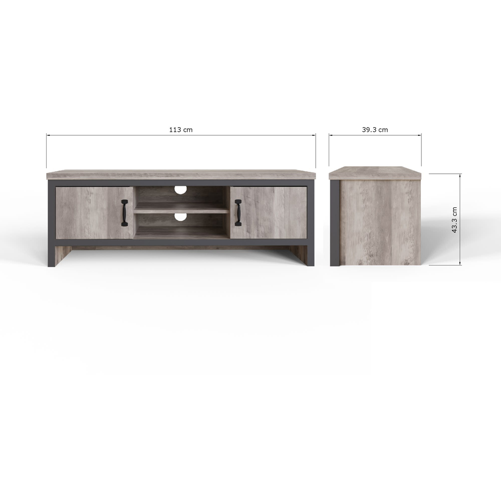 GFW Boston 2 Door 2 Shelf Grey TV Unit Image 9