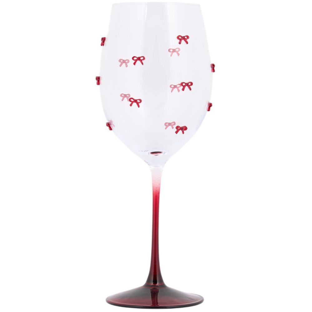 Red Bows Wine Glass Image 1