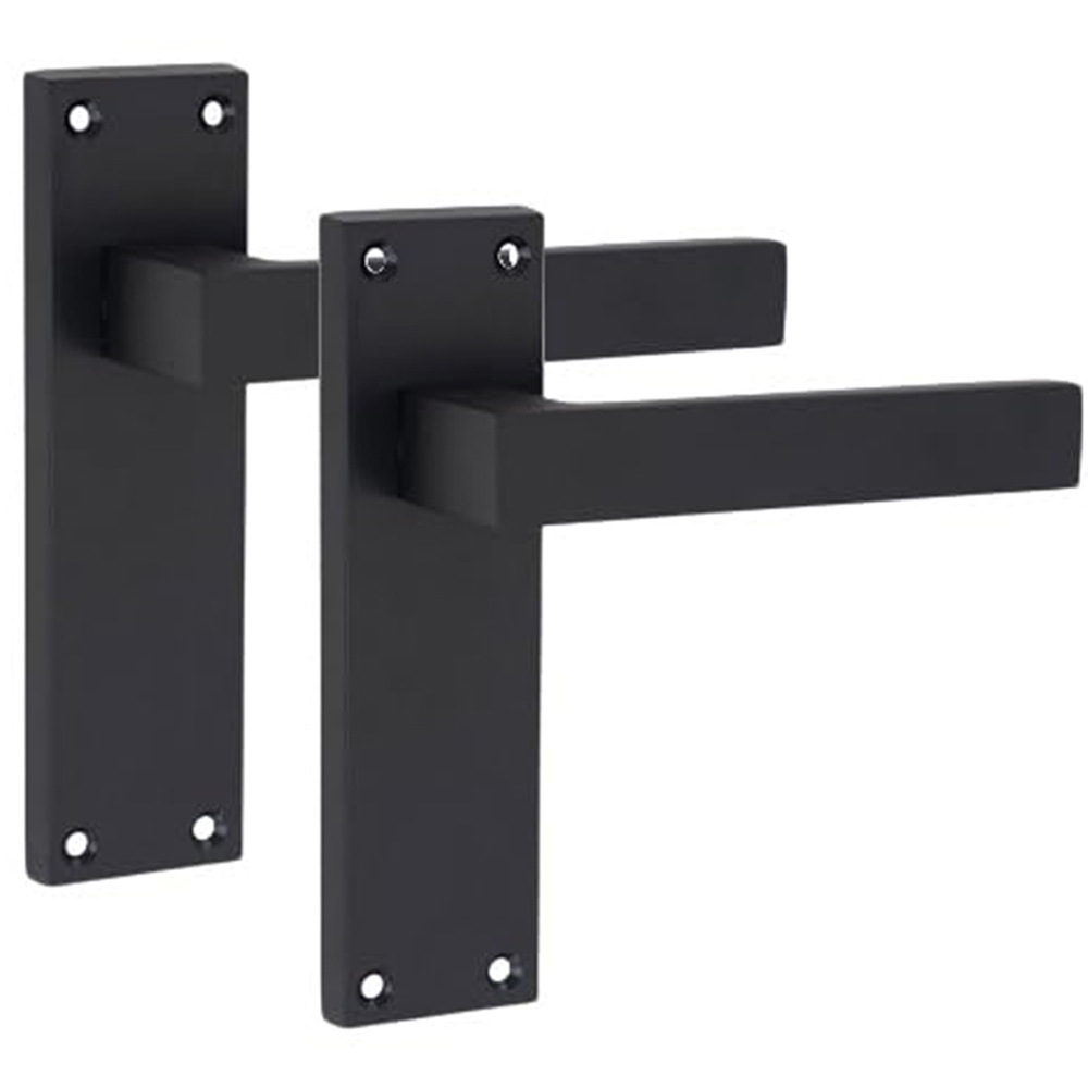 Golden Grace Matt Black Victorian Straight Door Handle Set Image 2