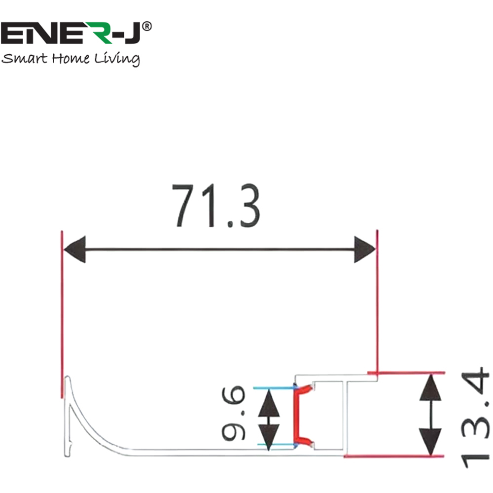ENER-J 71.3mm Aluminium Skirting Profile with Rounded Edge 2m Image 4