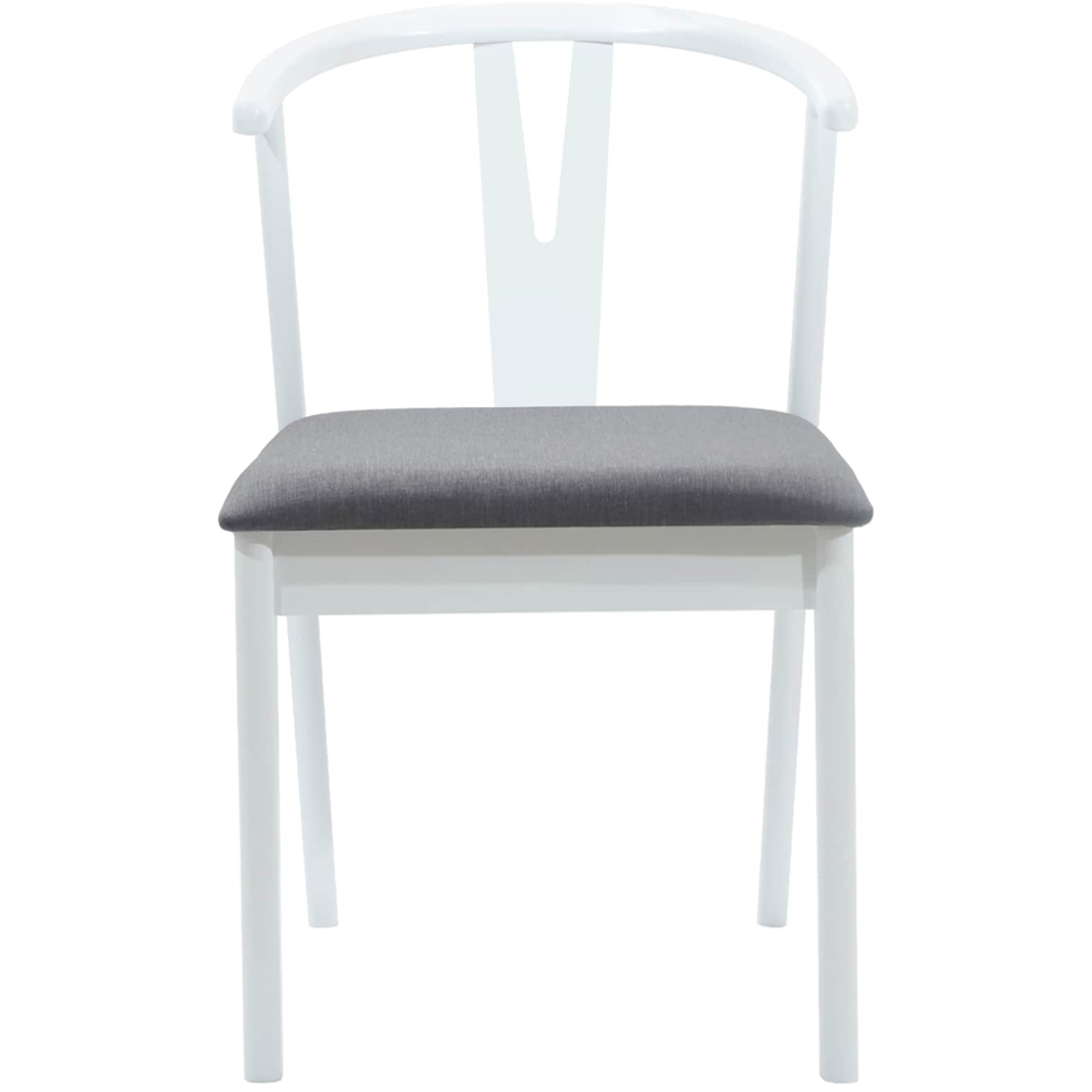 vidaXL Set of 2 White and Grey Rubberwood Dining Chairs Image 3