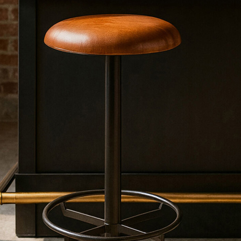 Premier Housewares Buffalo Light Brown Leather Bar Stool Image 2