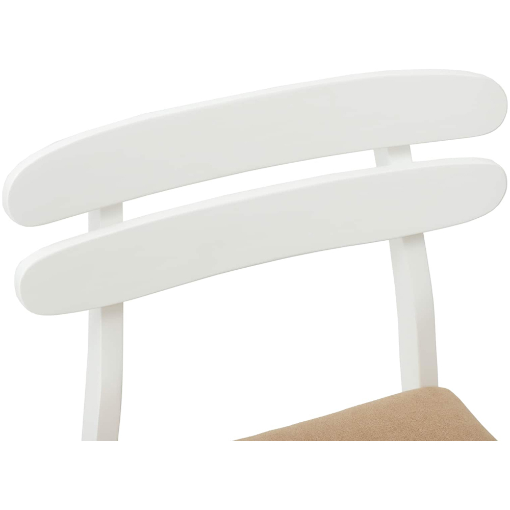 vidaXL Set of 2 White and Brown Rubberwood Rectilinear Vintage Dining Chairs Image 5