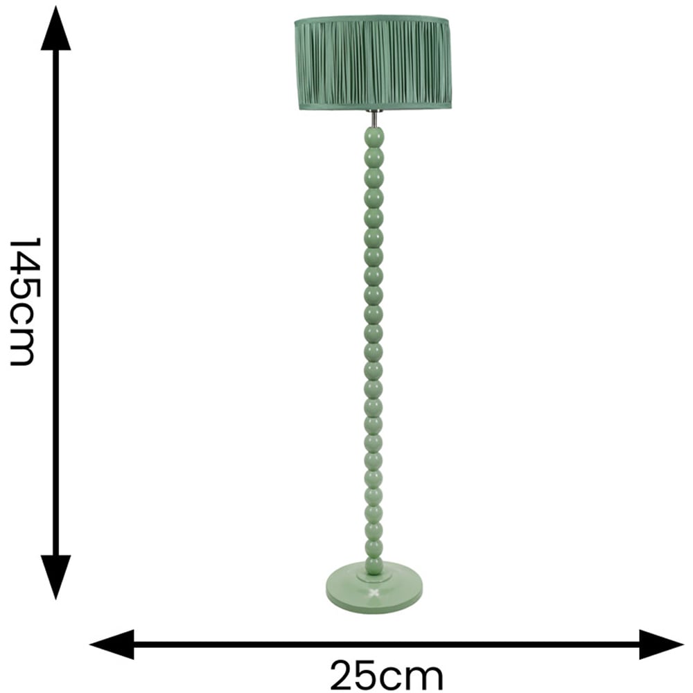 ValueLights Bobbins Ruched Pleated Green Drum Shade Sage Green LED Floor Lamp Image 6