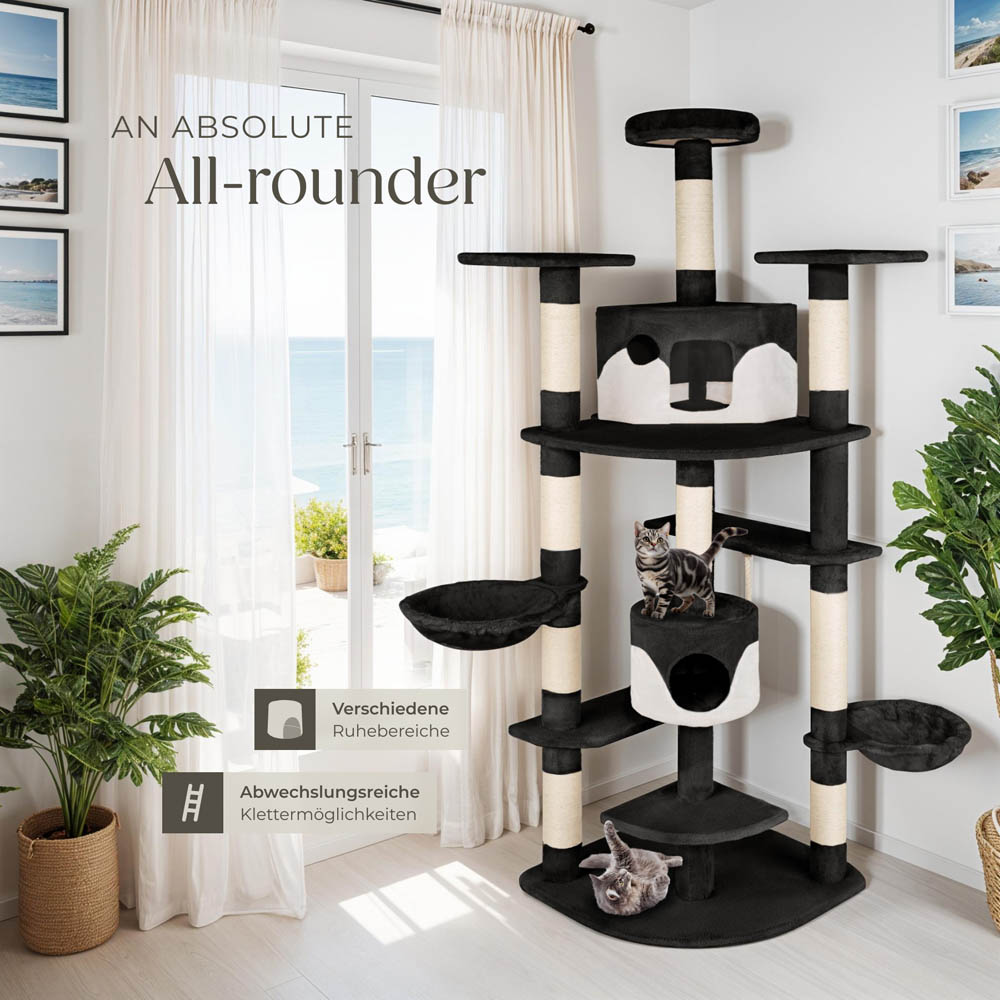 tectake Fippi Black and White Cat Tree with Scratching Post 201cm Image 8