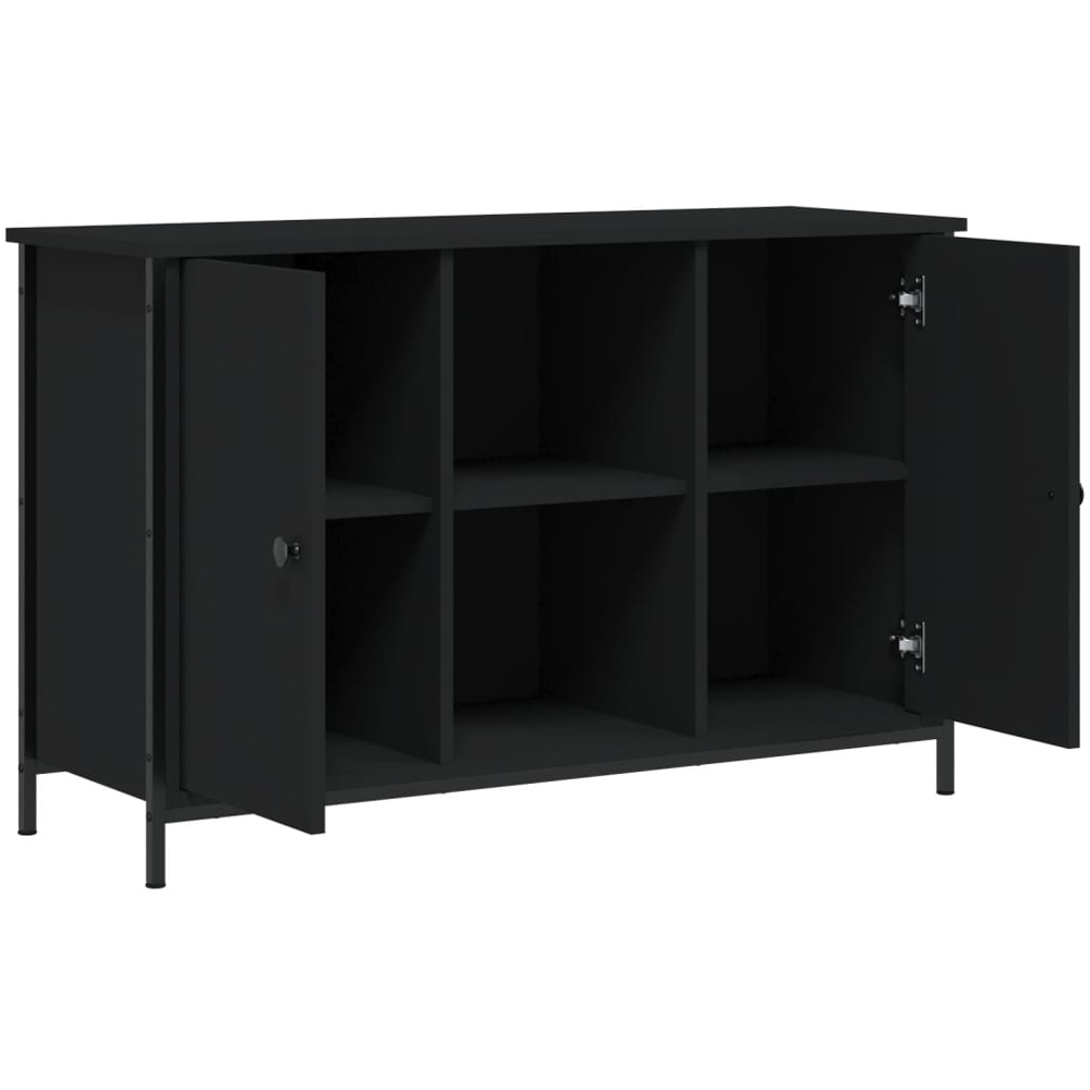 vidaXL 2 Door 2 Shelf Black TV Cabinet Image 4