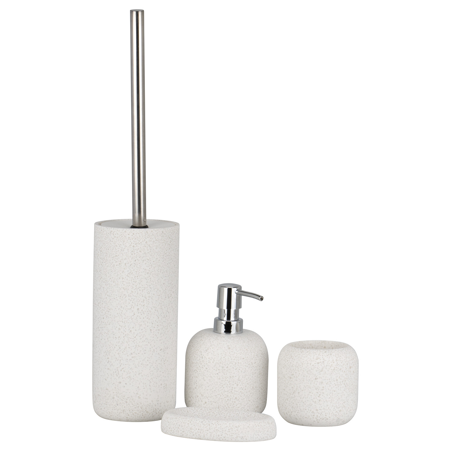 Caliza White Speckled Toilet Brush Holder Image 2