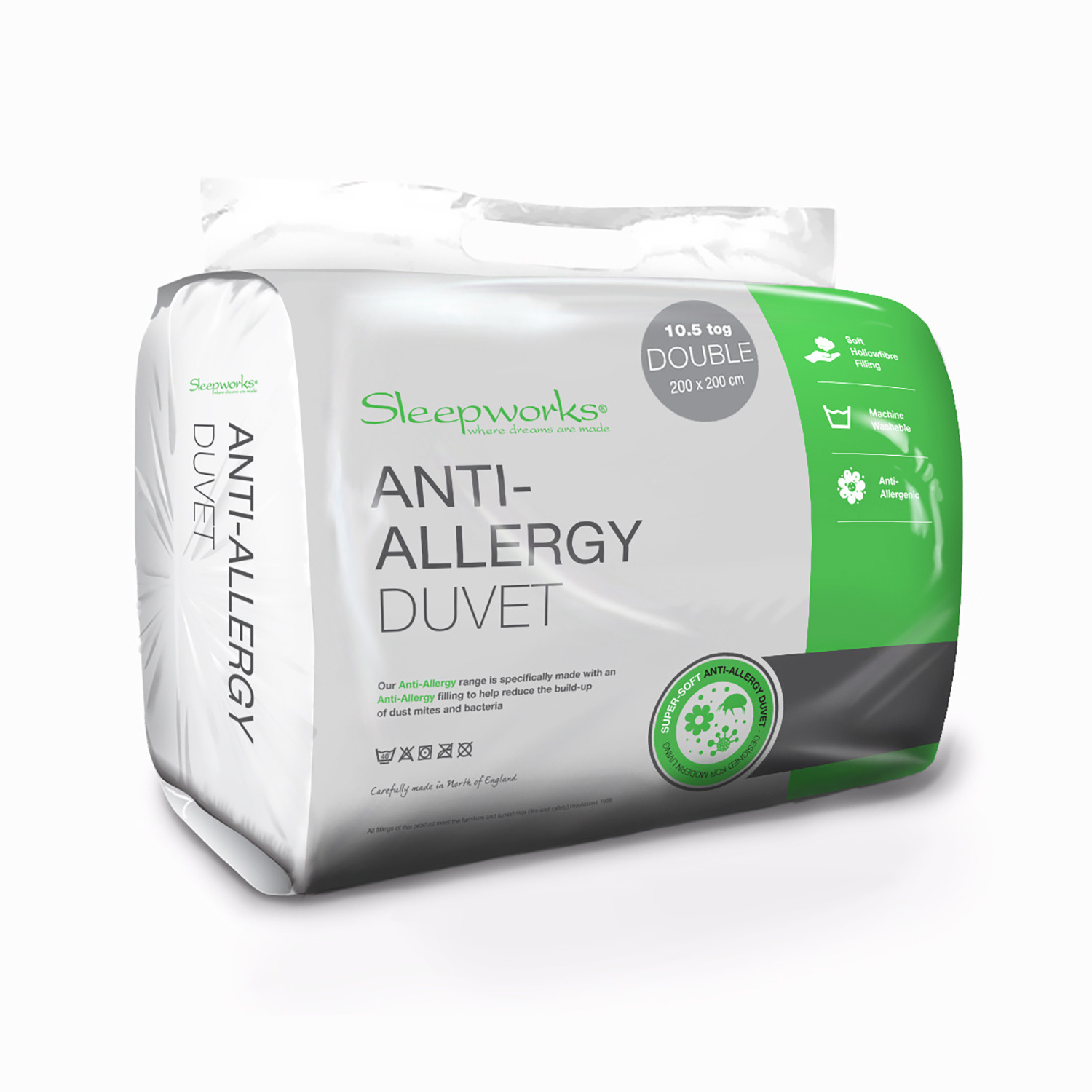 Sleepworks Single White Anti Allergy Duvet 4.5Tog Image 2
