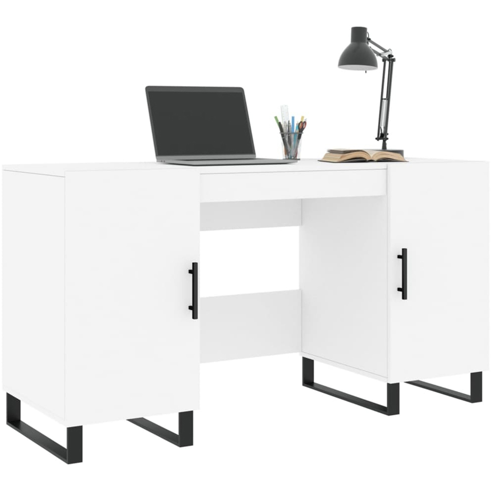 vidaXL 2 Door Computer Desk White Image 3