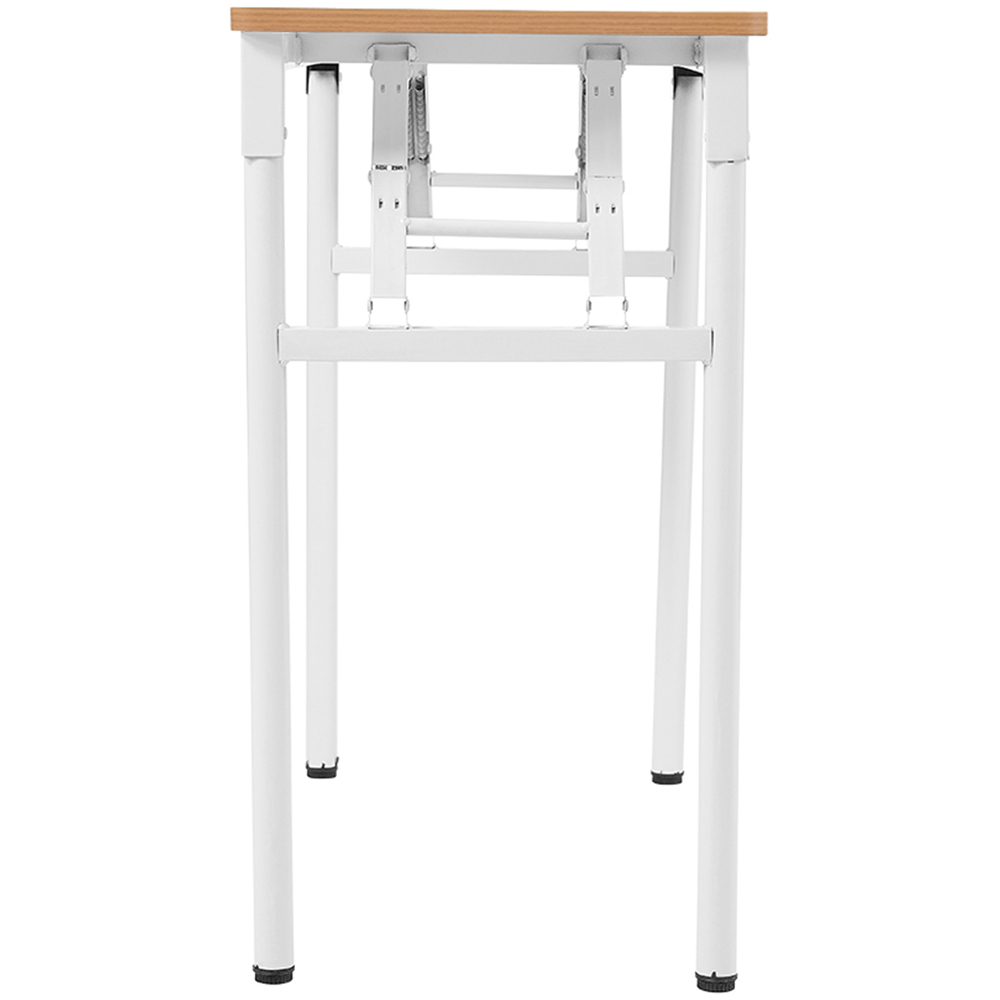 Living and Home Metal Frame Foldable Laptop Desk with Adjustable Feet Natural and White Image 5