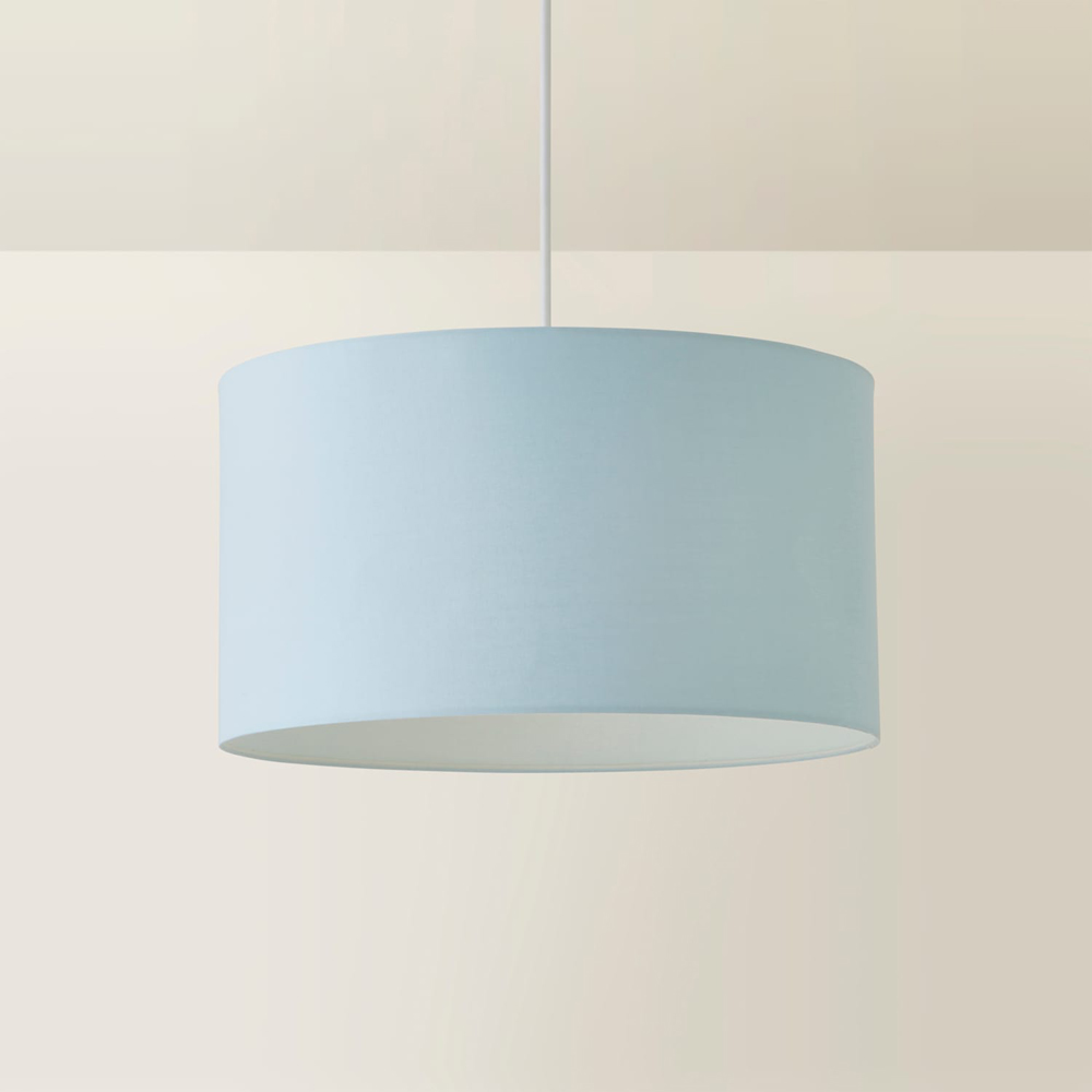 ValueLights Reni Duck Egg Blue Fabric Large Drum Ceiling Lamp Shade Image 5