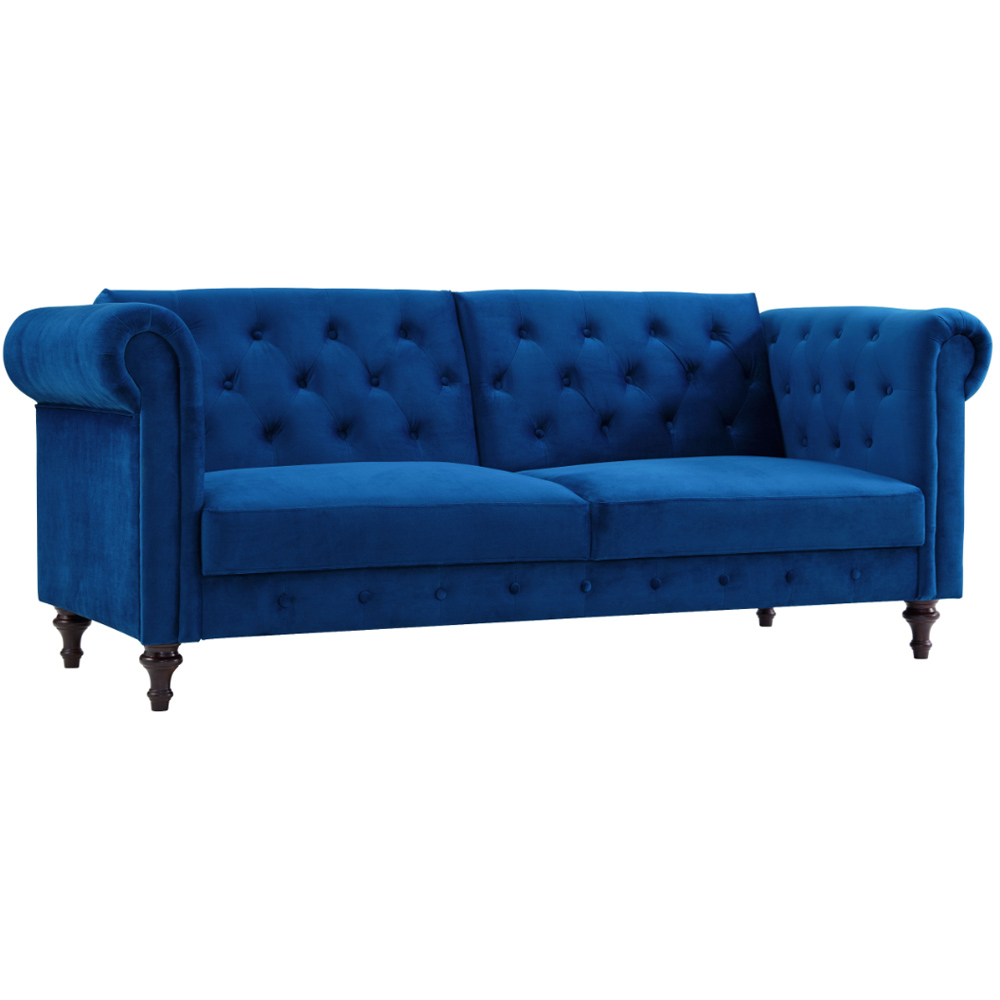 Home Detail Calgary 3 Seater Dark Blue Velvet Sofa Bed Image 2