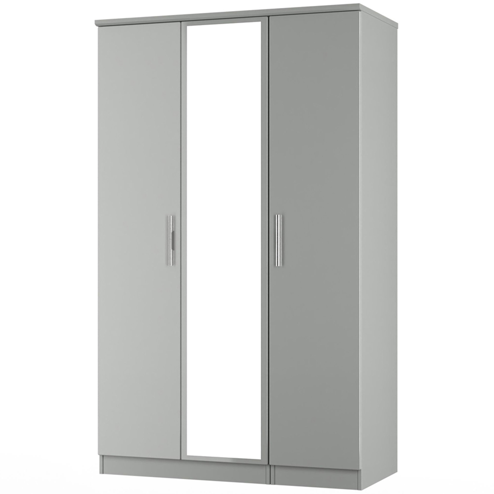 Crowndale Knightsbridge 3 Door Grey Gloss and Dusk Grey Mirror Wardrobe Ready Assembled Image 3