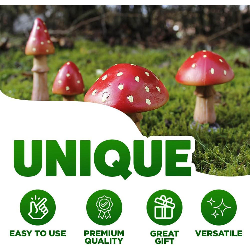 Marco Paul 4 Piece Red Freestanding Mushroom Ornaments Image 3