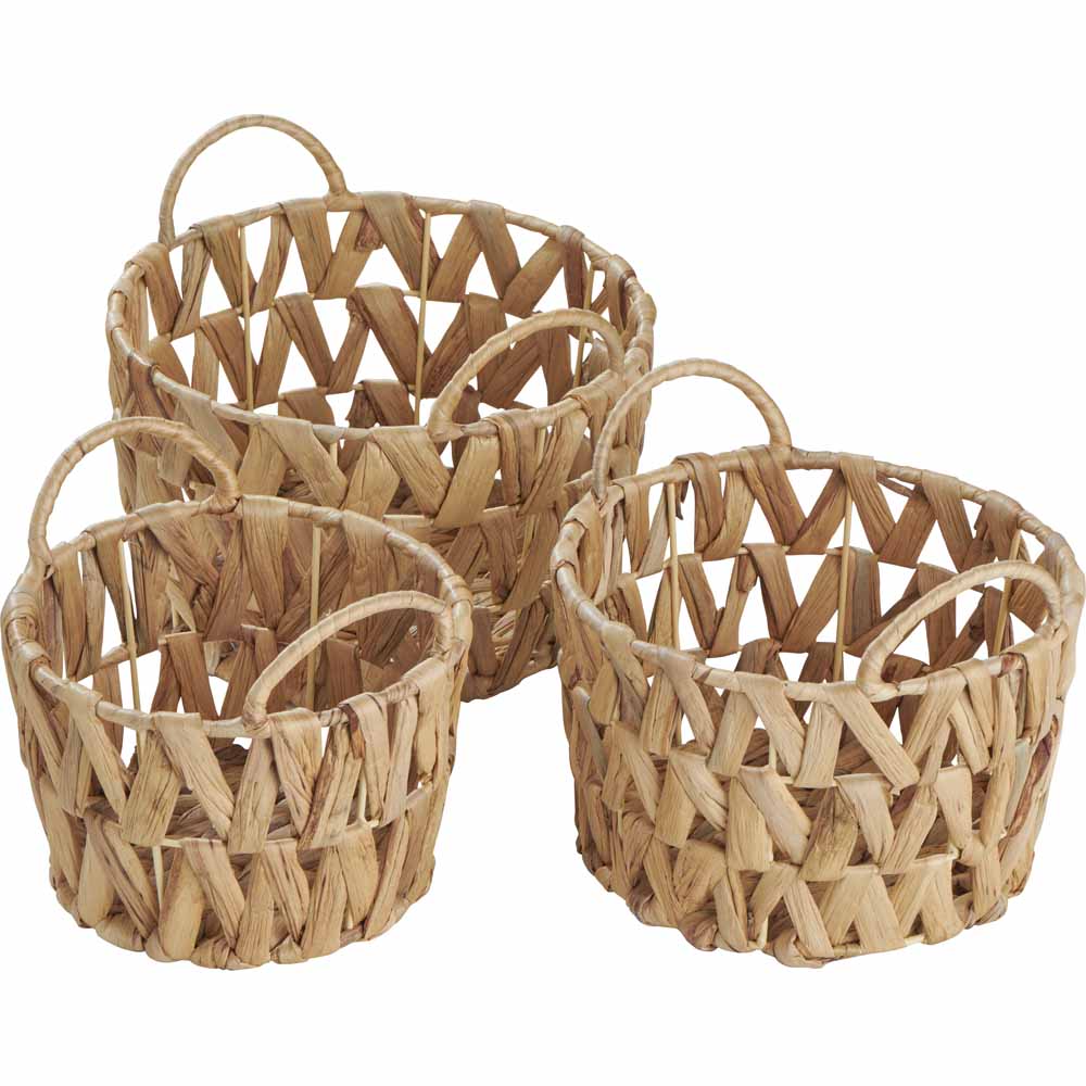 Wilko Water Hyacinth Baskets 3 Pack Image 1