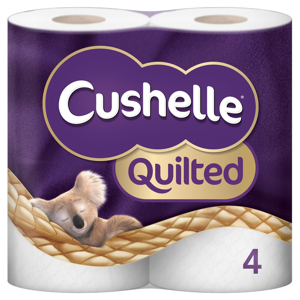 Cushelle Quilted Toilet Paper 4 roll 2ply White FS Image