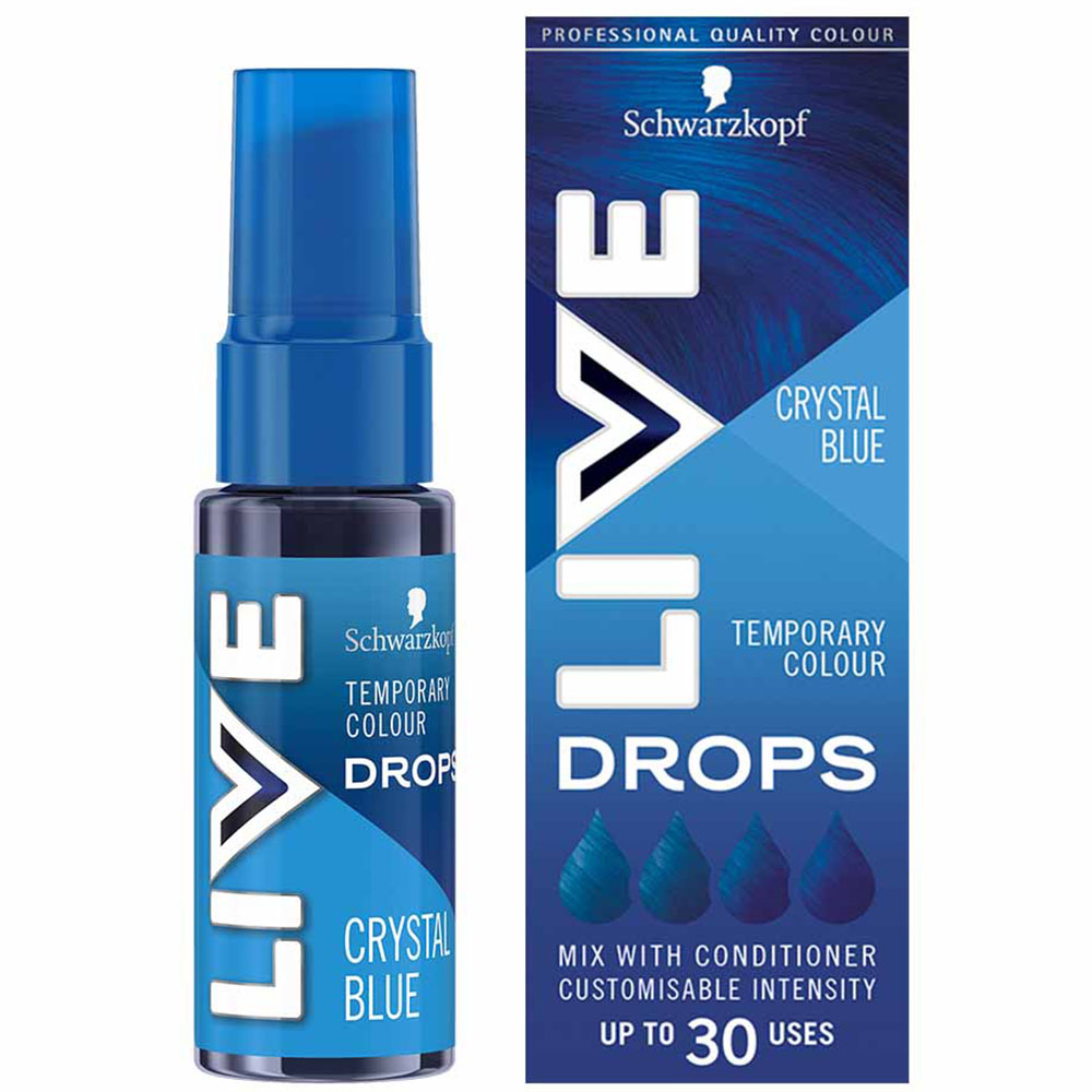 Schwarzkopf LIVE Semi Permanent Colour Drops Blue Hair Dye Crystal Blue 30ml Image 1