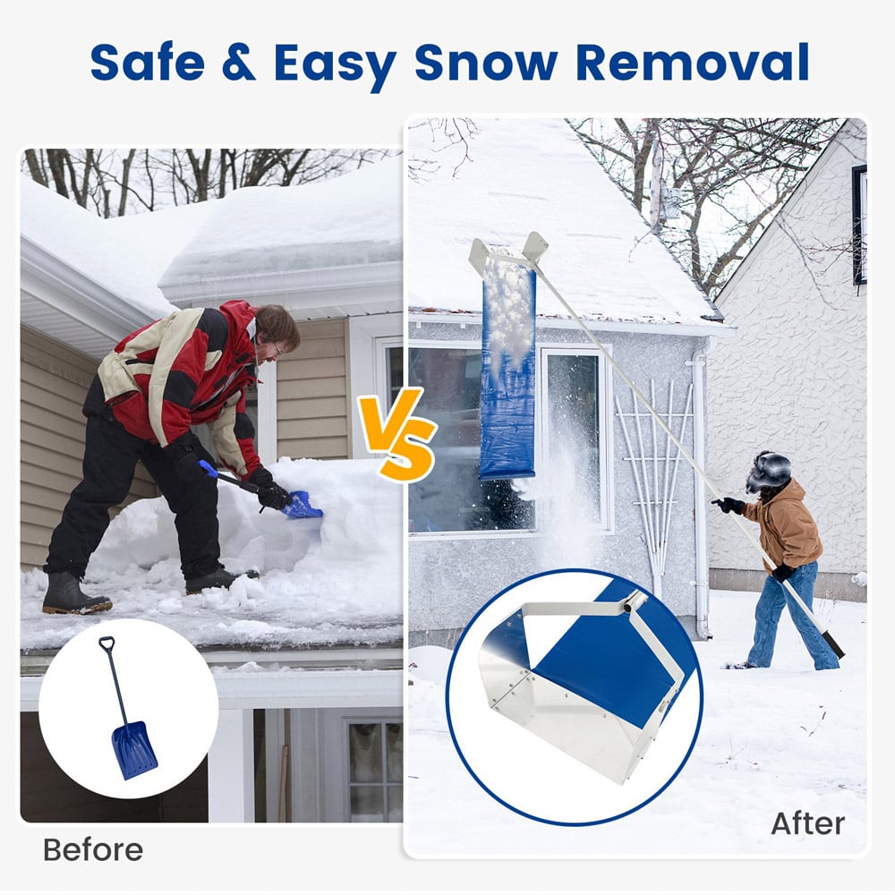 Costway Snow Roof Rake with 4 Section Pole Image 4