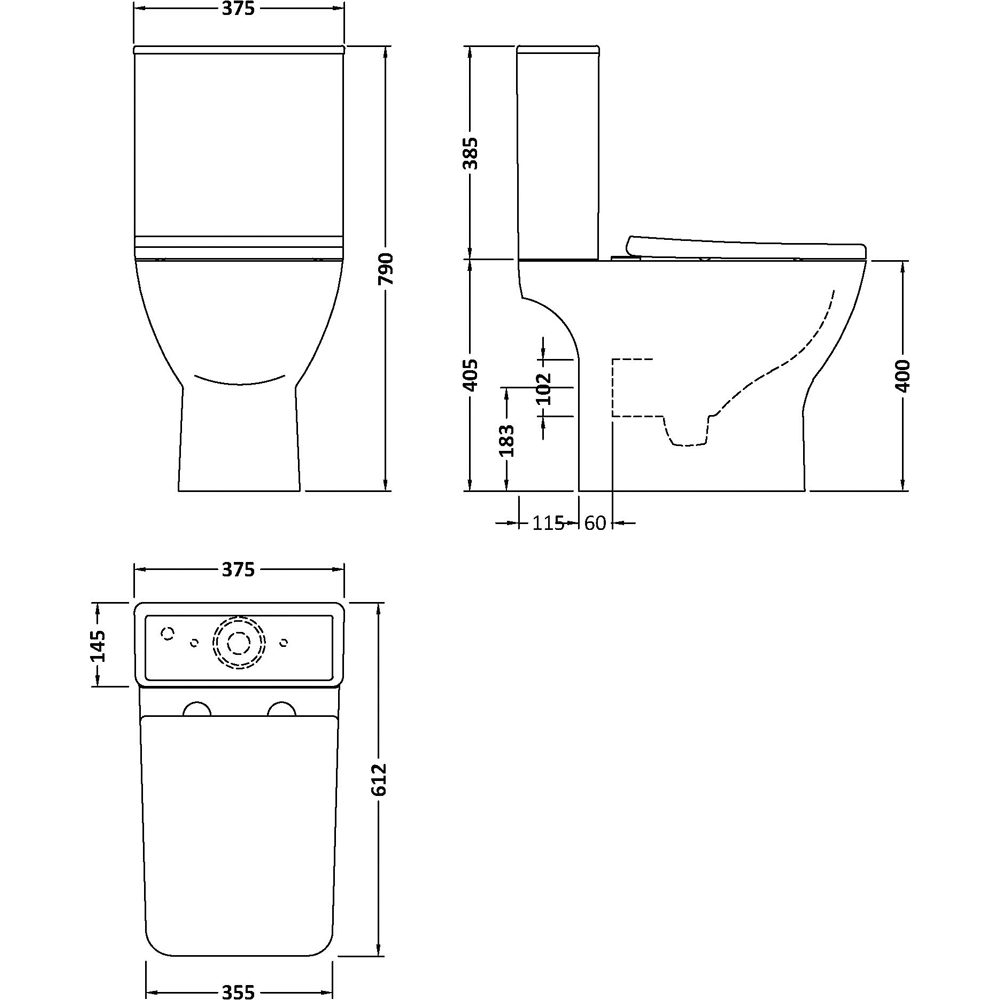 nuie Ava White Pan with Cistern and Seat 375mm Image 2