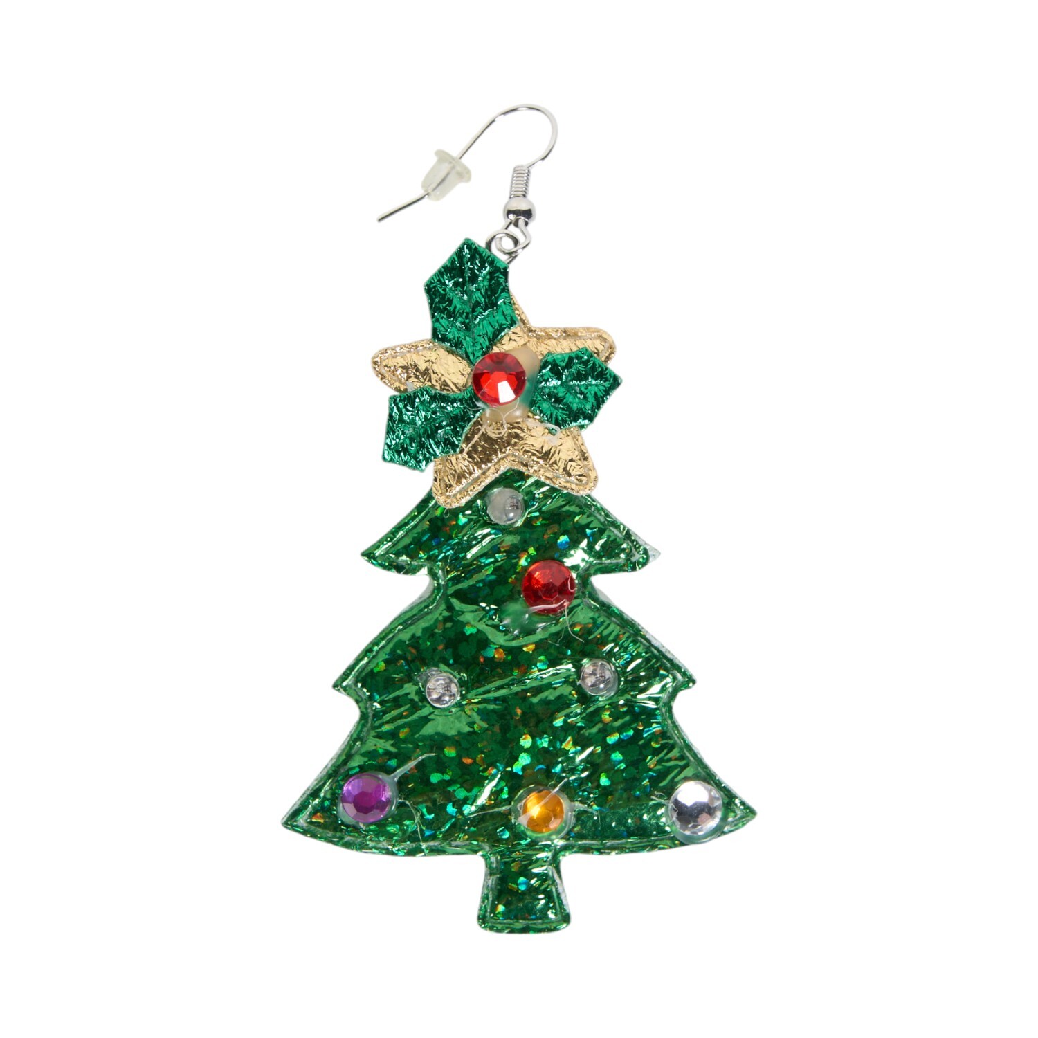 Light Up Christmas Tree LED Earrings Image 1