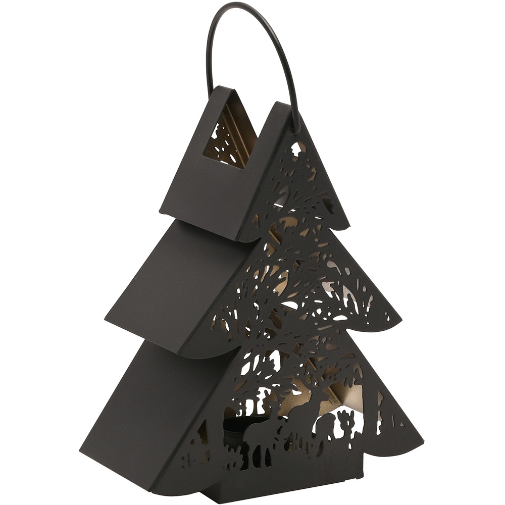 The Christmas Gift Co Black Small Tree Lantern Image 1