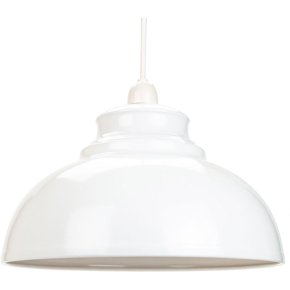 Happy Homewares White Gloss Metal Galley Ceiling Pendant Light Shade Image 1