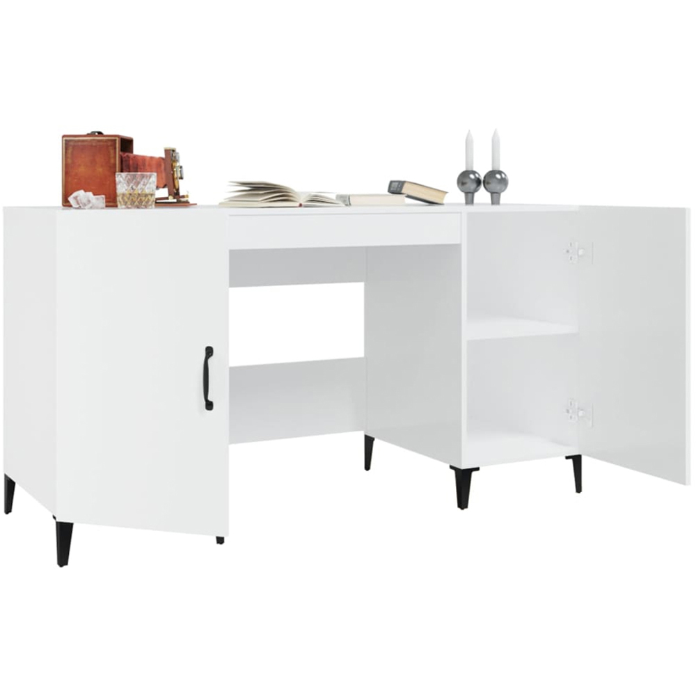 vidaXL 2 Door Computer Desk High Gloss White Image 4