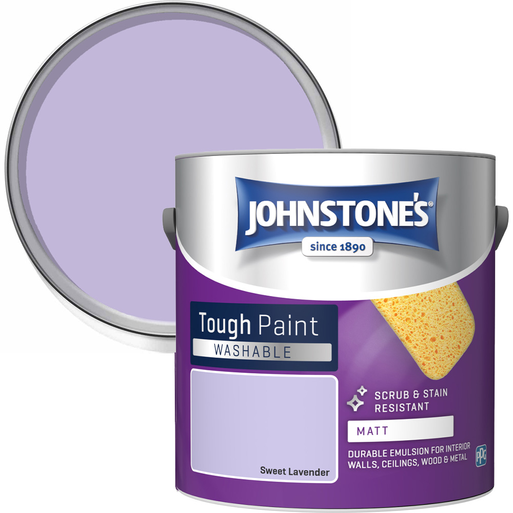 Johnstone's Washable Sweet Lavender Matt Emulsion Paint 2.5L Image 1