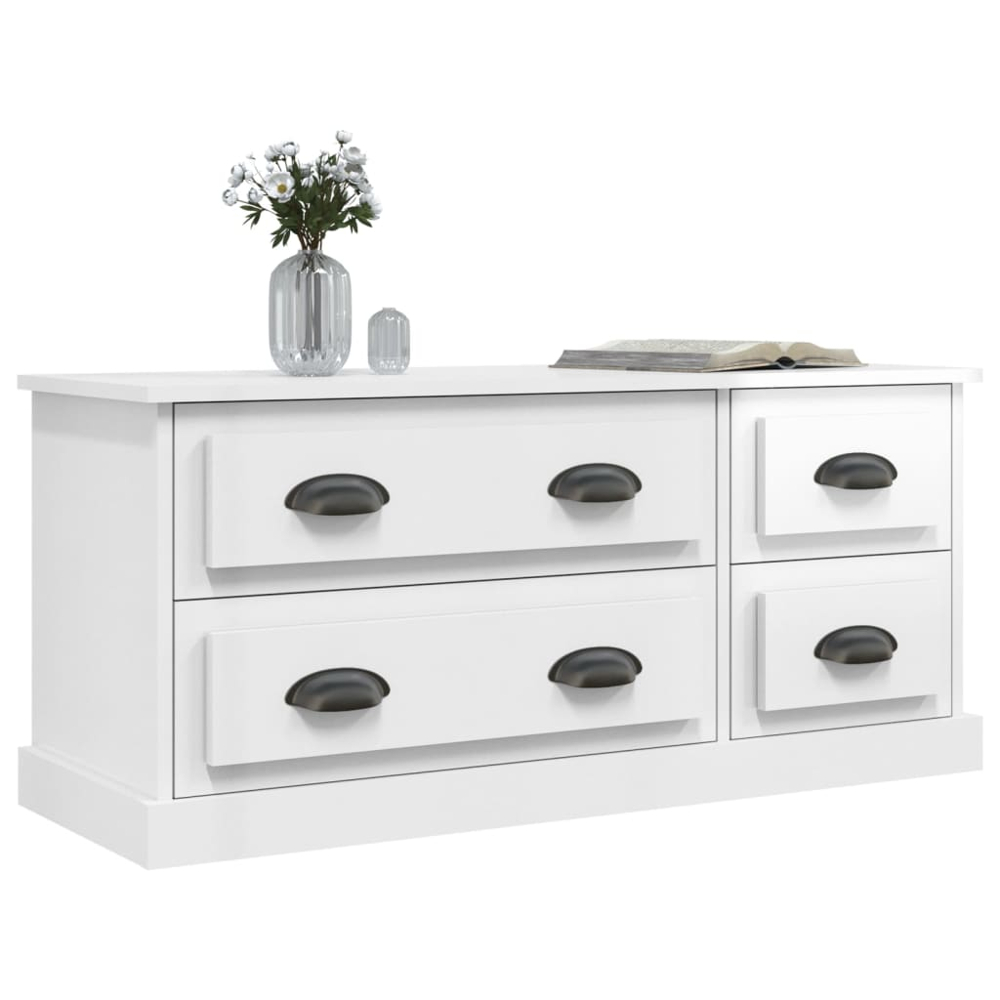vidaXL 4 Drawer High Gloss White TV Cabinet Image 4
