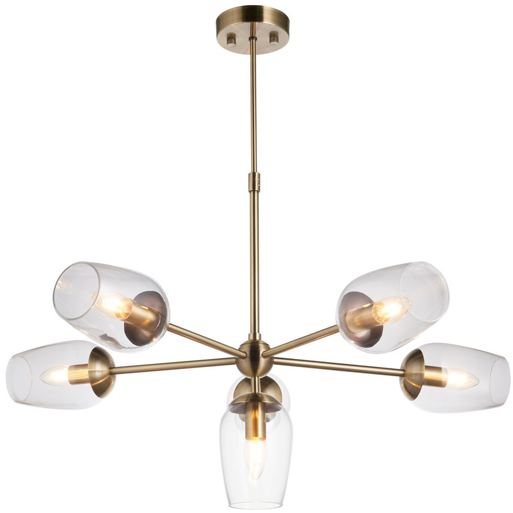 Merano Livorno Clear Glass Antique Brass Plate Multi Arm Pendant Ceiling Light Image 3