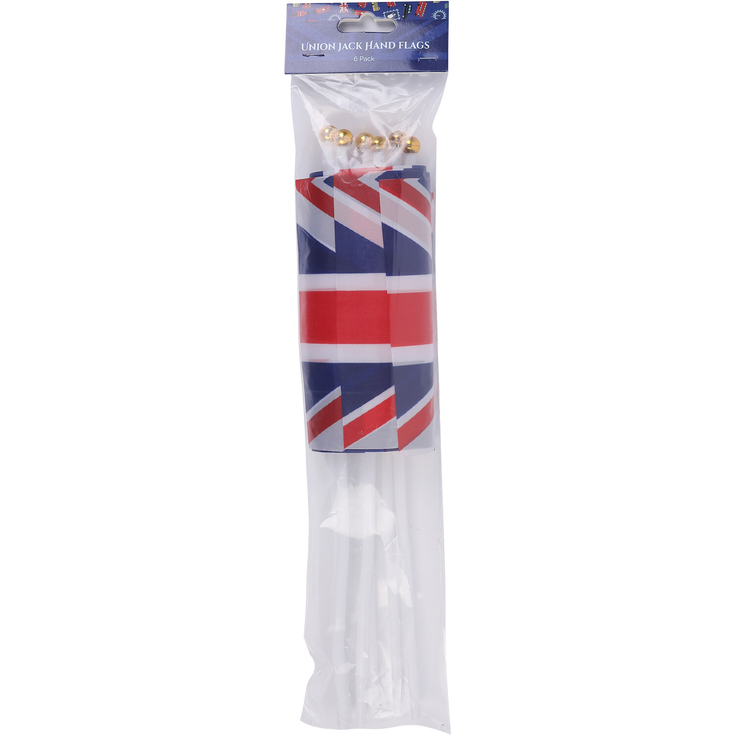 Pack of 6 Union Jack Hand Flags Image