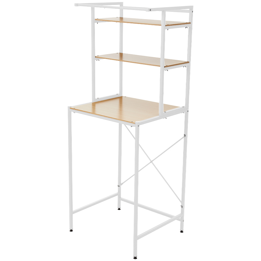 Living and Home 3 Shelf White Over Washing Machine Storage Shelf with Towel Bar Image 2
