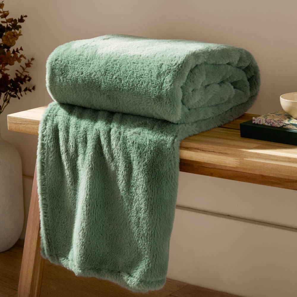 Furn Frost Green Kallu Double-Sided Faux Fur Throw 150 x 200cm Image 2