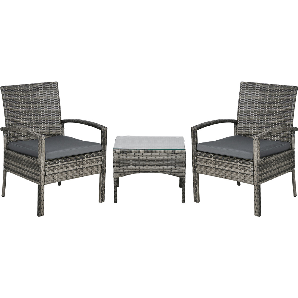 Outsunny 2 Seater Mixed Grey PE Rattan Bistro Set Image 2