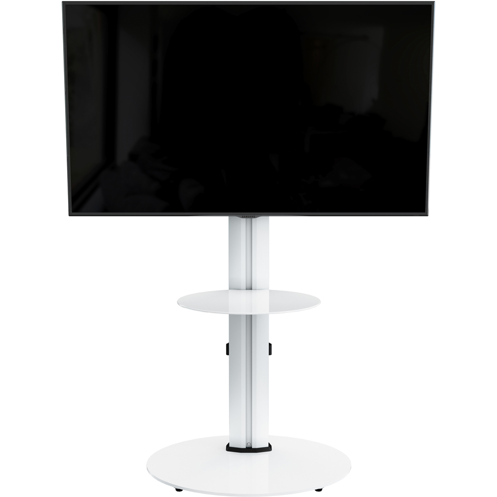 AVF Eno Single Shelf Silver and White Glass Pedestal TV Unit Image 7