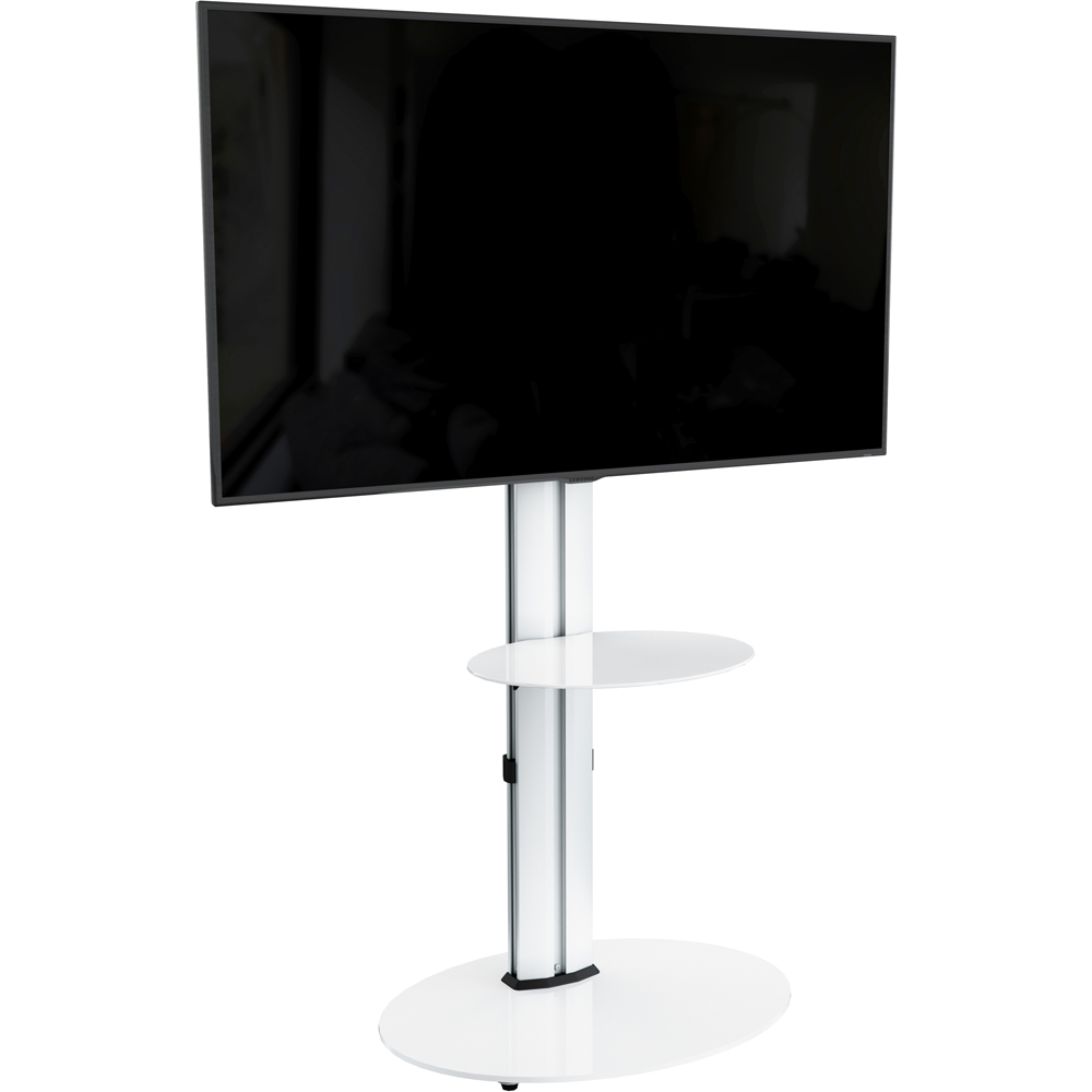 AVF Eno Single Shelf Silver and White Glass Pedestal TV Unit Image 6