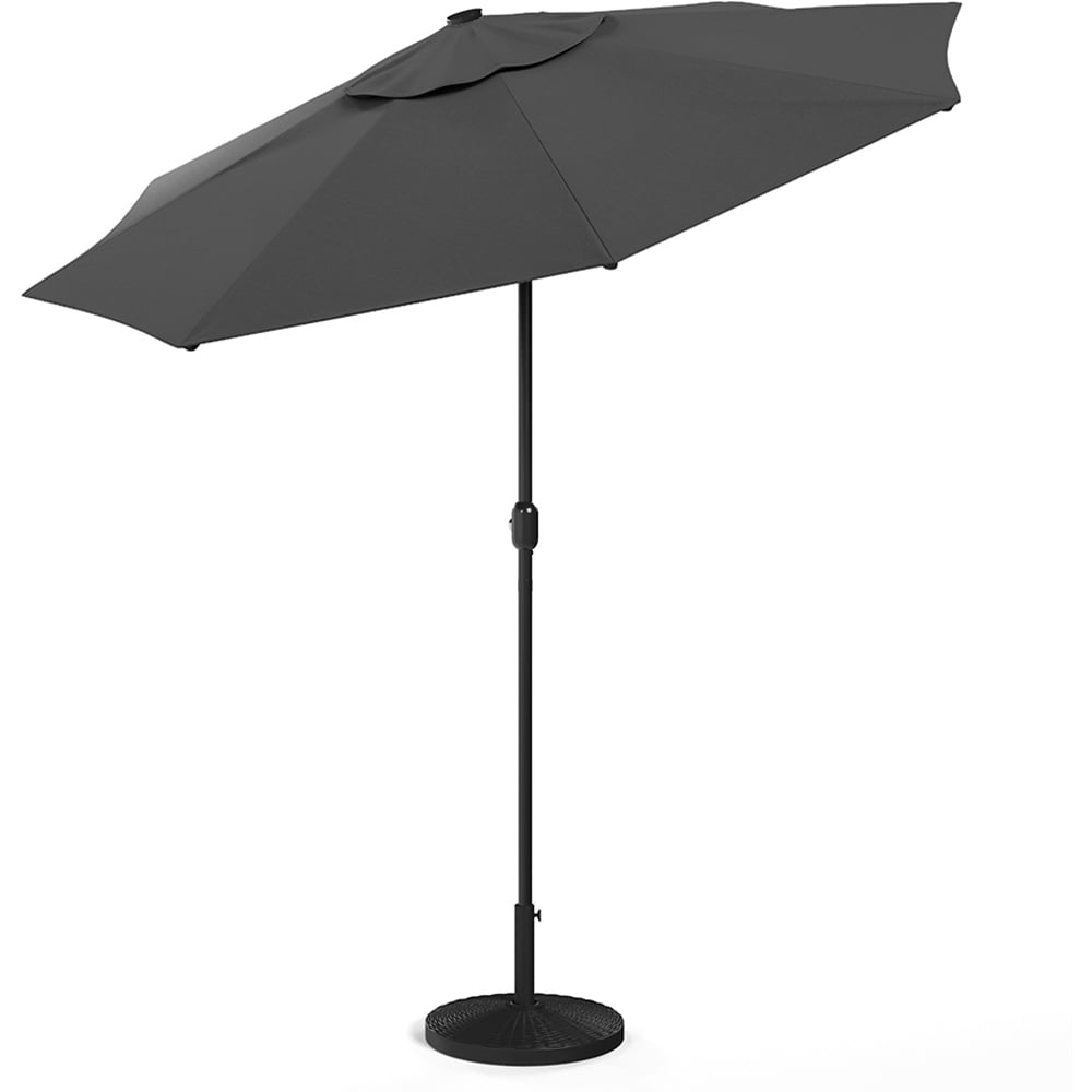 Living and Home Dark Grey 24 LED Crank Lift Garden Parasol with Resin Base 3m Image 4