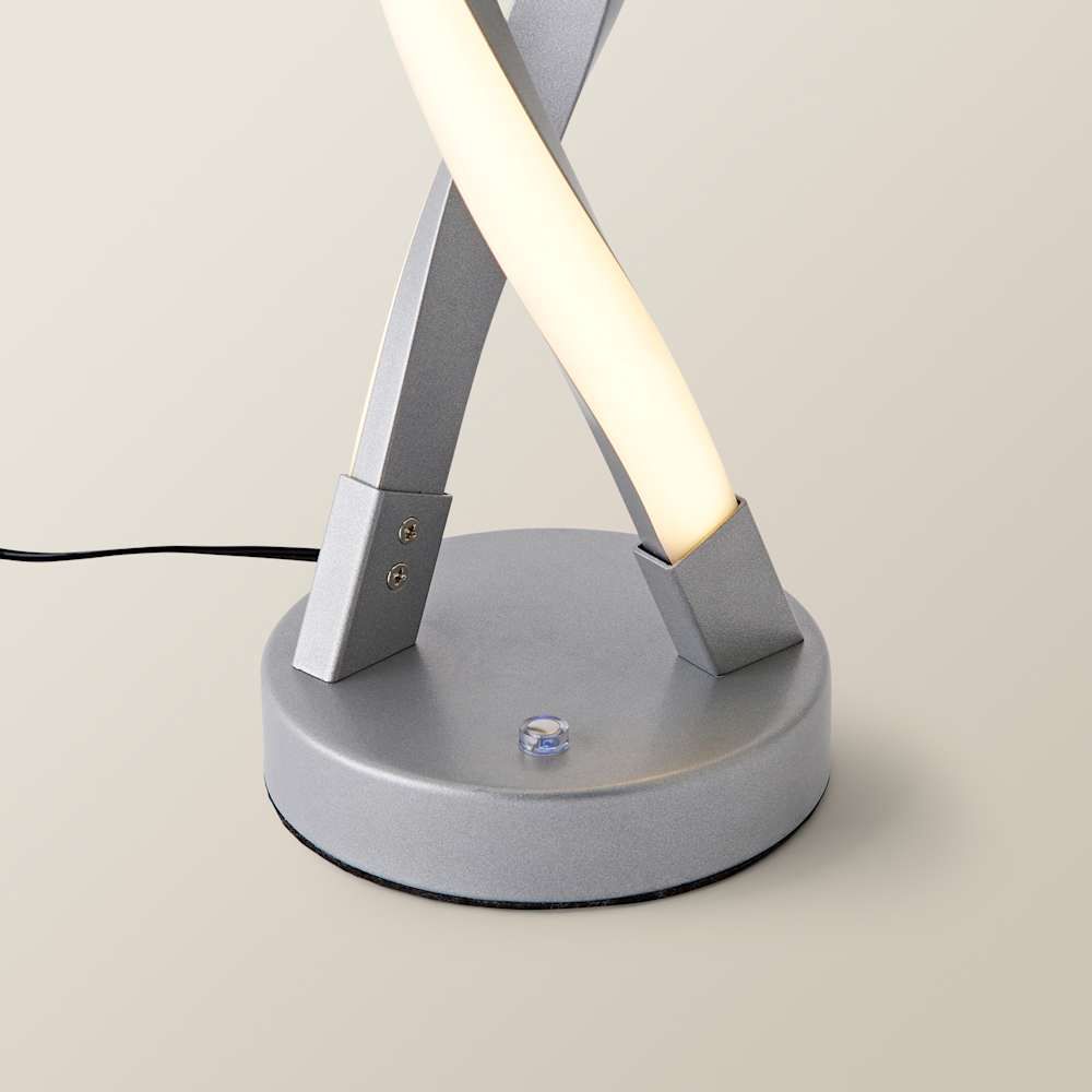 ValueLights Infinity Matte Silver Double Twist Integrated LED Table Lamp Image 3