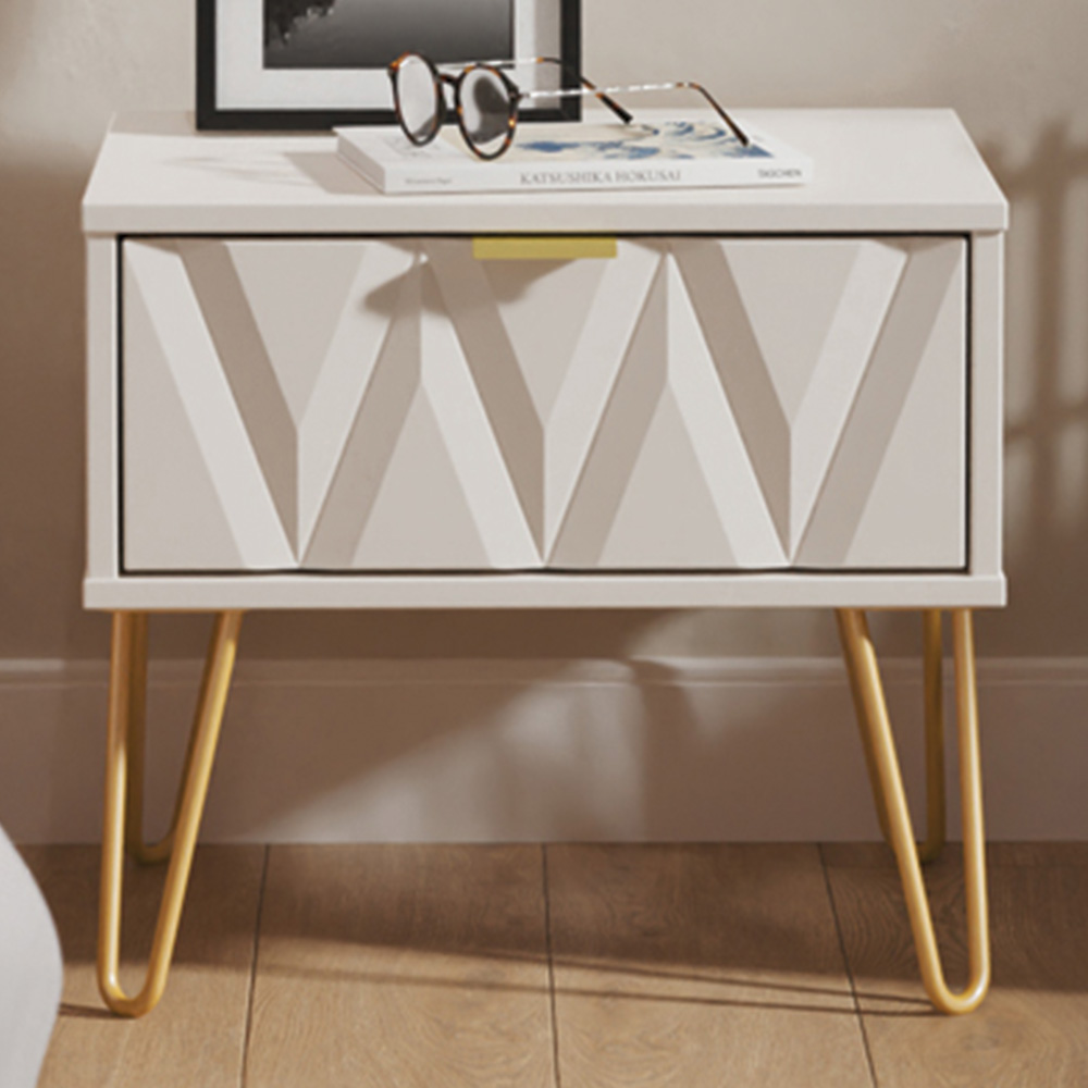 Crowndale Diamond Single Drawer Kashmir Matt Side Table Ready Assembled Image 1