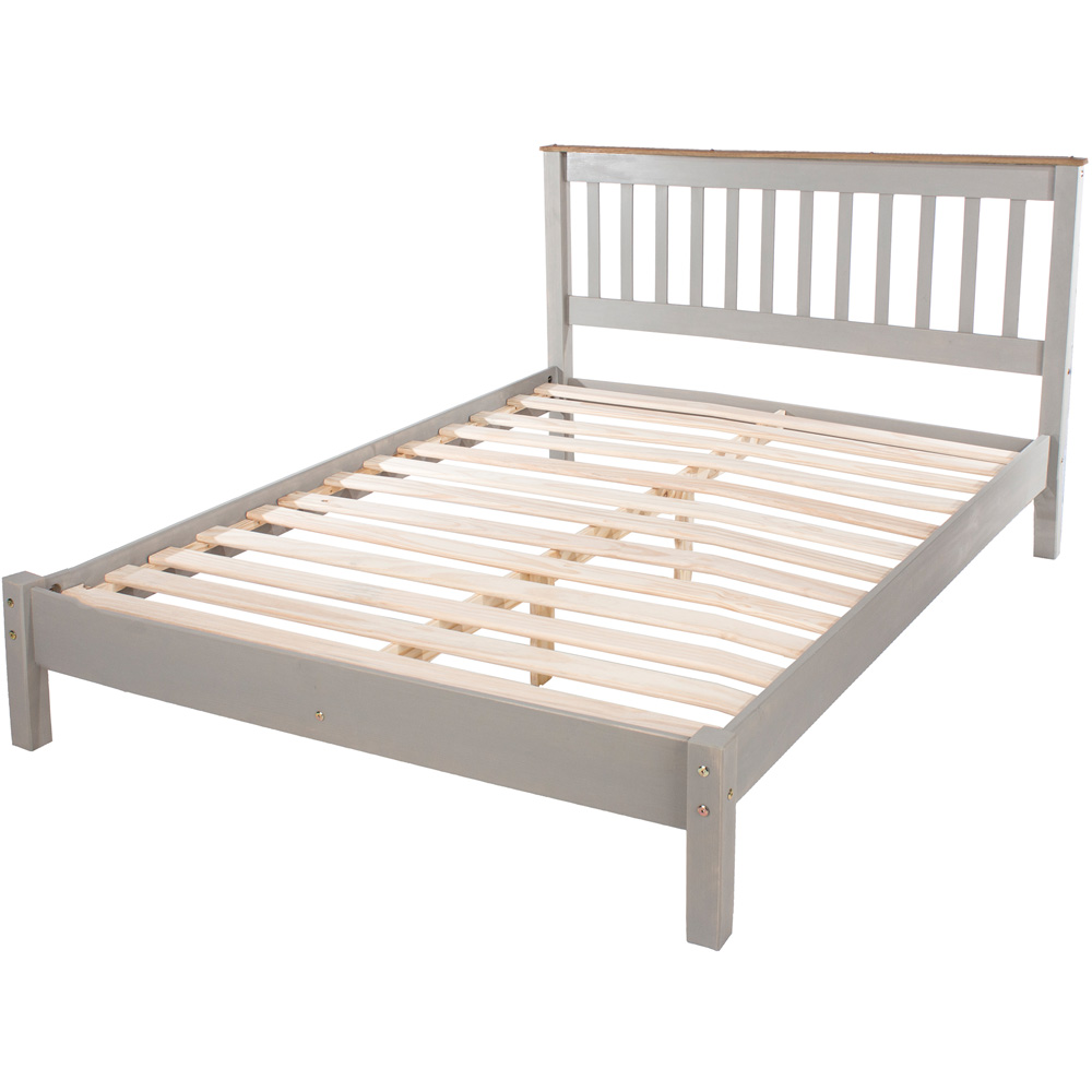 Corona Double Grey Washed Wax Finish Slatted Low End Bedstead Image 2