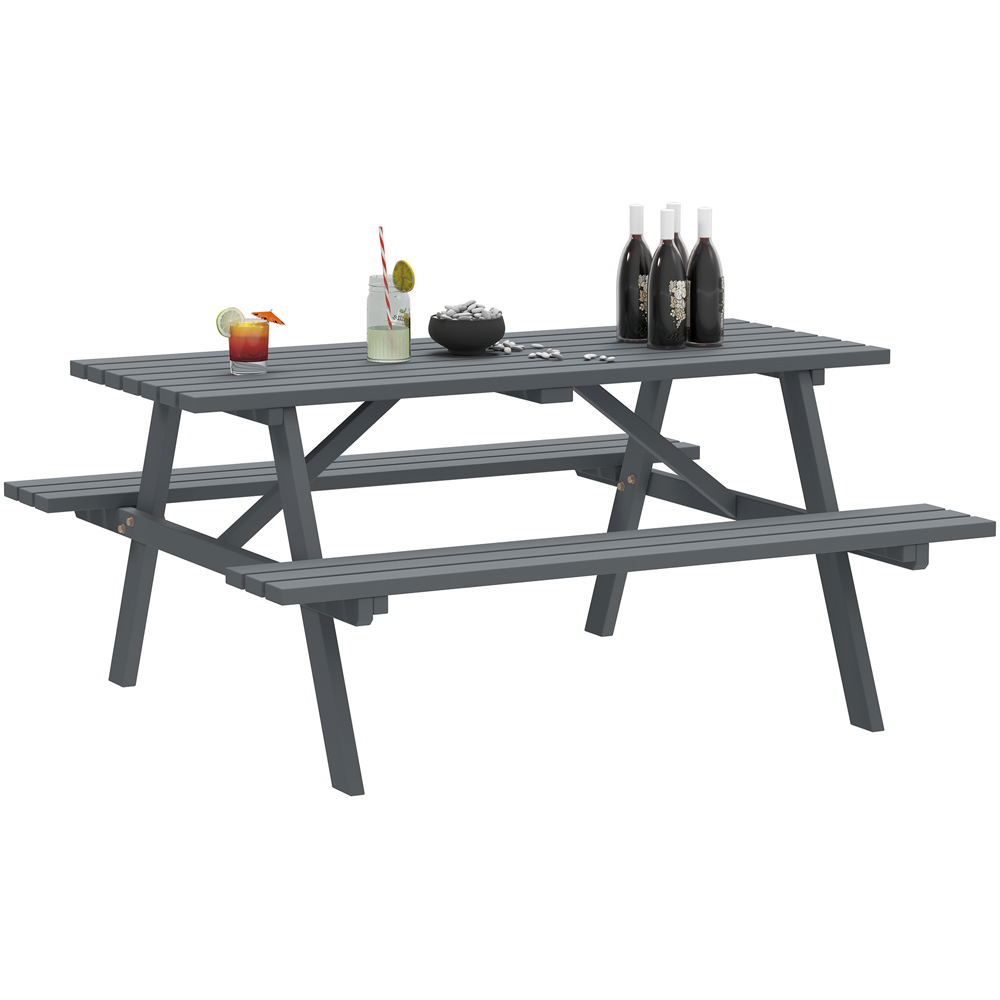 Outsunny 4 Seater Wooden Picnic Table Bench Image 2