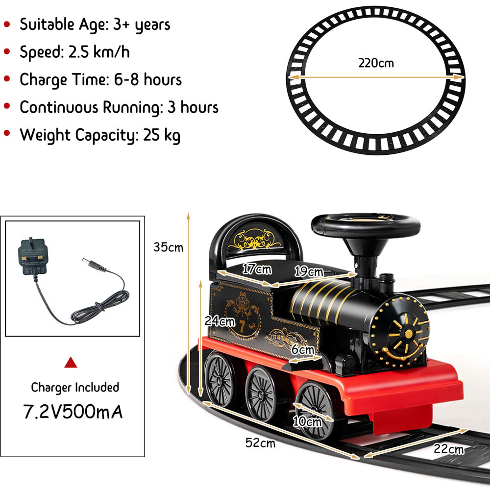Costway Kids Black Electric Ride On Train Toy with Curved Tracks 6V Image 7