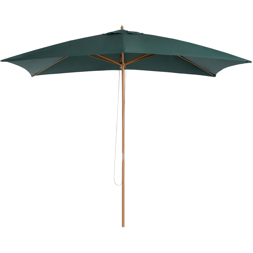 Outsunny Dark Green Wooden Parasol 2.9m Image 1