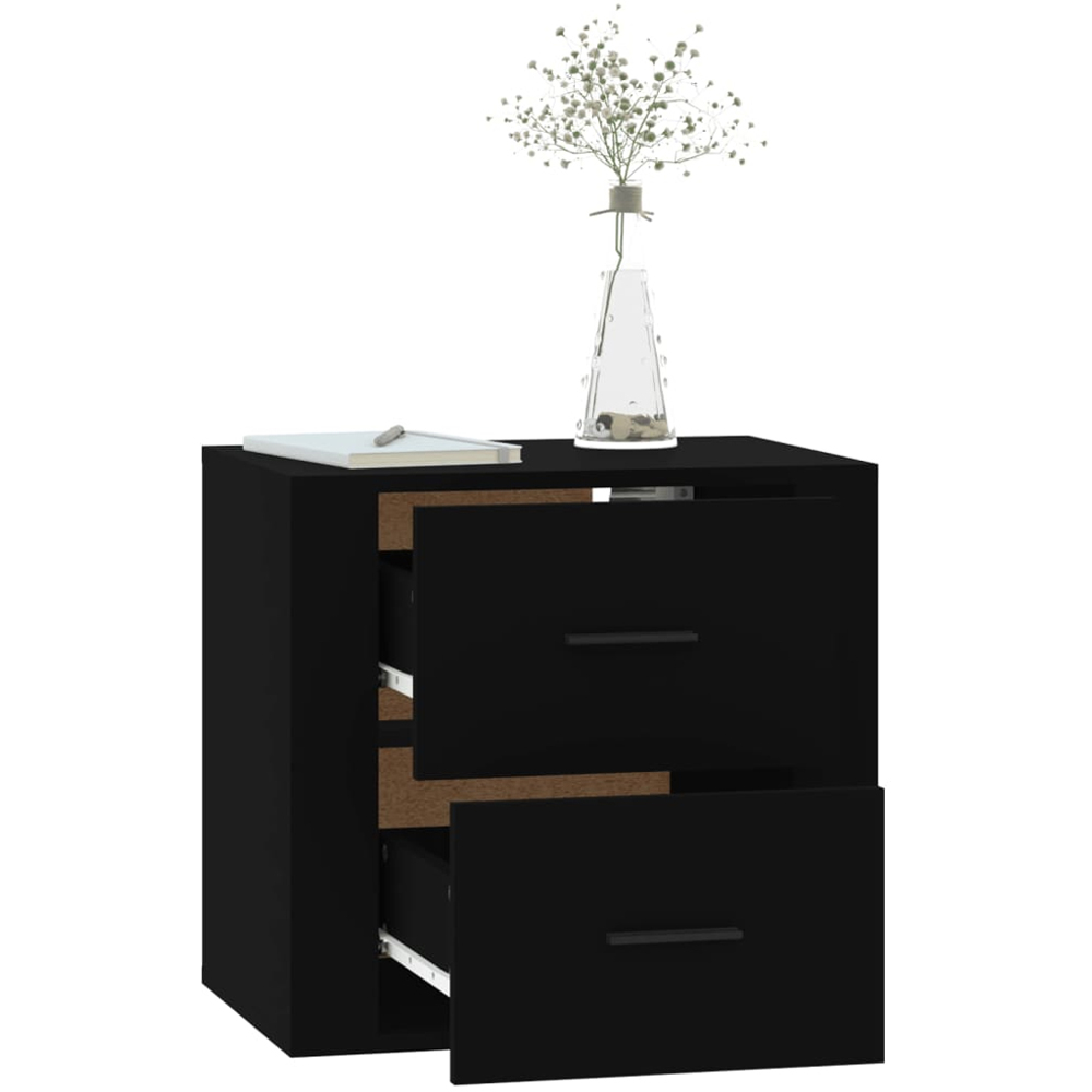 vidaXL 2 Drawer Black Wall Mounted Bedside Table Image 3