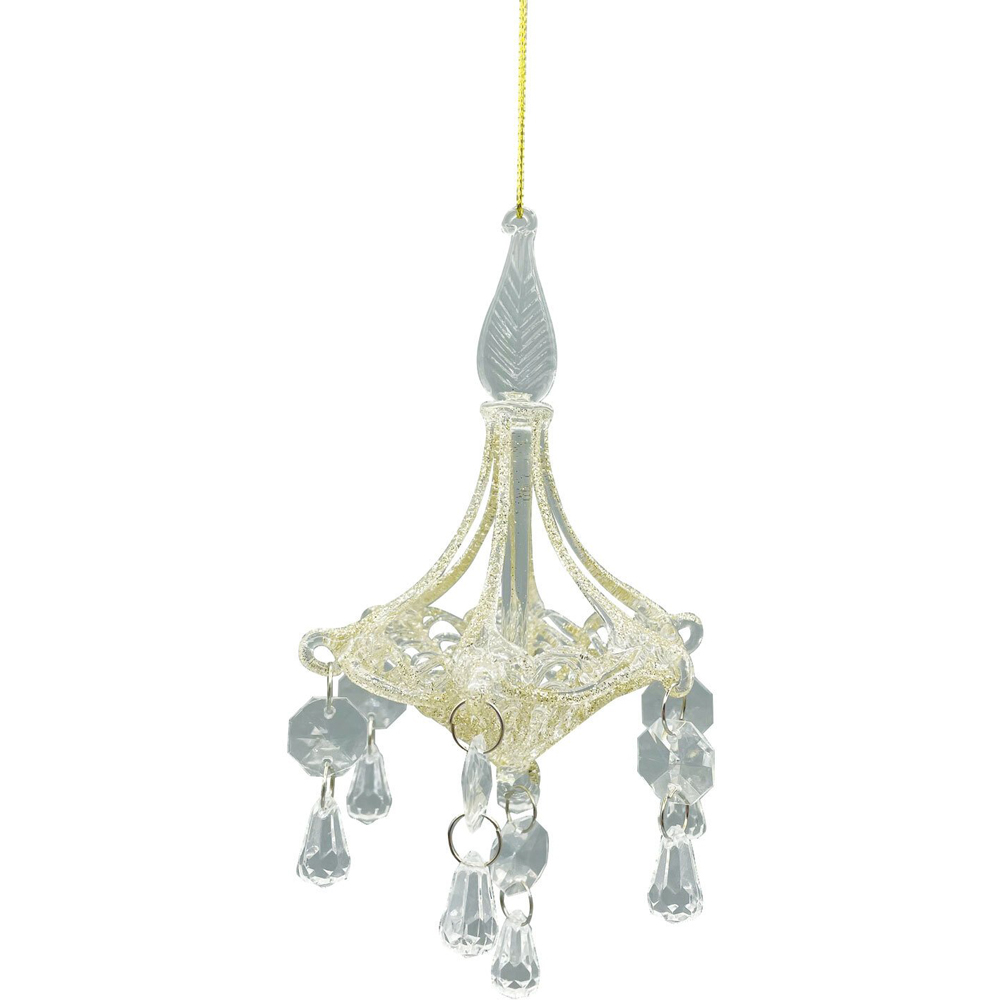 Chic Noir Gold Glitter Chandelier Ornament Image