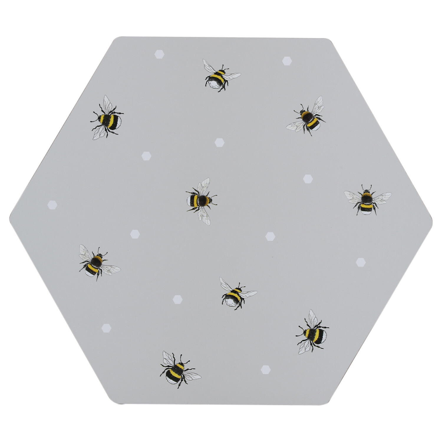 Pack of Four Busy Bees Hexagon Placemats  - Grey Image